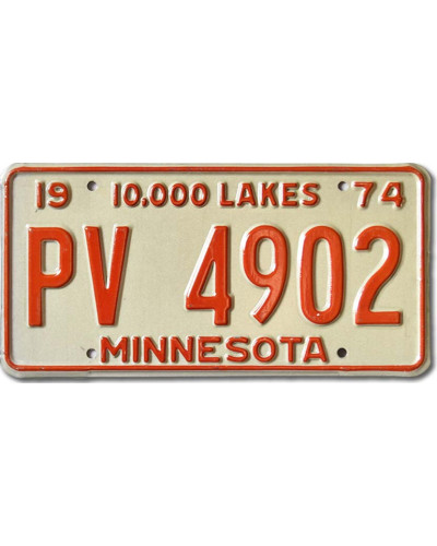 Americká SPZ Minnesota 1974 Lakes PV 4902