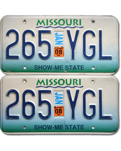 Americká ŠPZ Missouri Show Me State 265-YGL pár