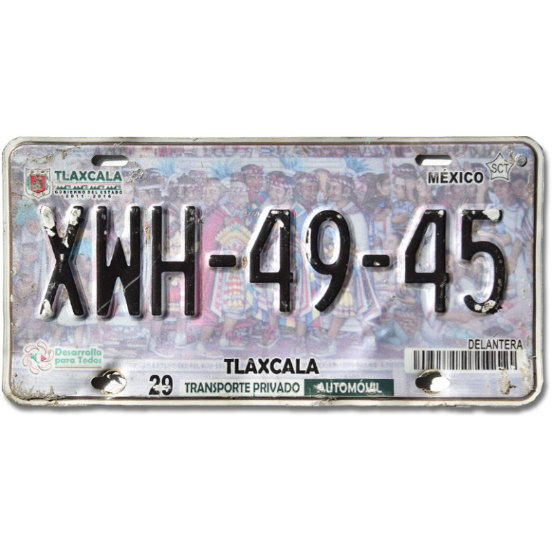 Mexická ŠPZ Tlaxcala XWH-49-45