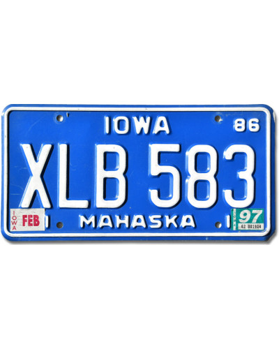 Americká ŠPZ Iowa 1986 Blue XLB 583