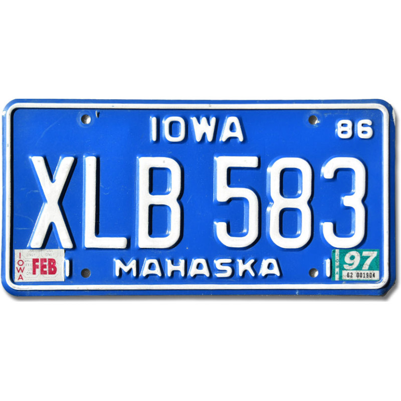 Americká ŠPZ Iowa 1986 Blue XLB 583