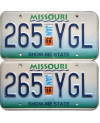 Americká SPZ Missouri Show Me State 265-YGL pár