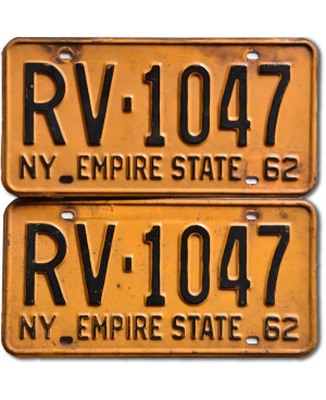 Americká SPZ New York 1962 Yellow RV-1047 pár