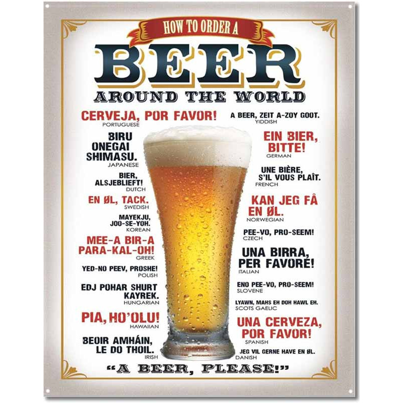 Plechová ceduľa Beer Around the World 40 cm x 32 cm
