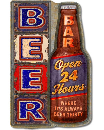 Plechová ceduľa Beer Open 24 Hours 29 cm x 19 cm