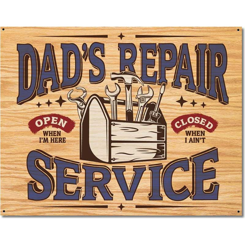 Plechová ceduľa Dad´s Repair Service 40 cm x 32 cm