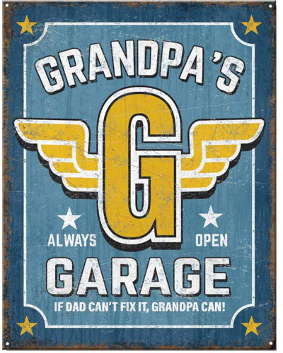 Plechová ceduľa Grandpa´s Garage 40 cm x 32 cm