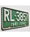 Americká ŠPZ Ohio 1961 Green RL-3857