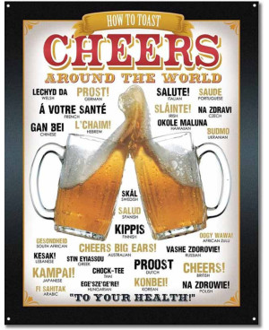 Plechová cedule Cheers Around the World 40 cm x 32 cm