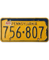 Americká ŠPZ Pennsylvania Yellow 756-807