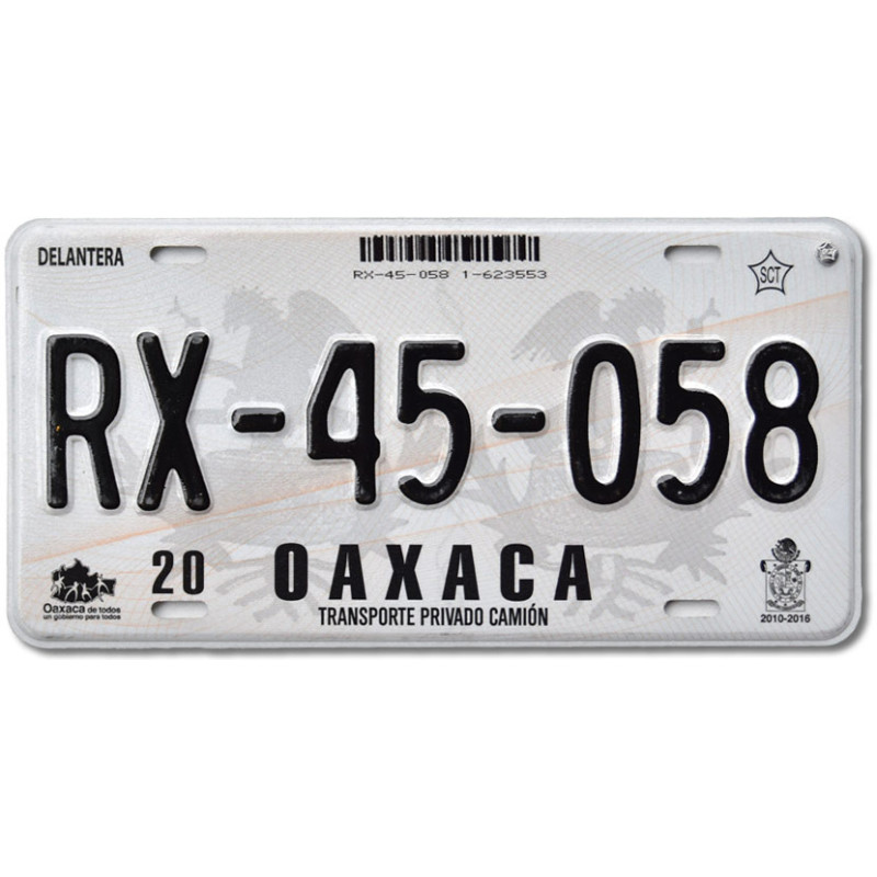 Mexická ŠPZ Oaxaca RX-45-058