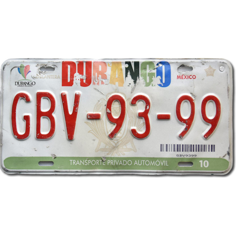 Mexická ŠPZ Durango GBV-93-99