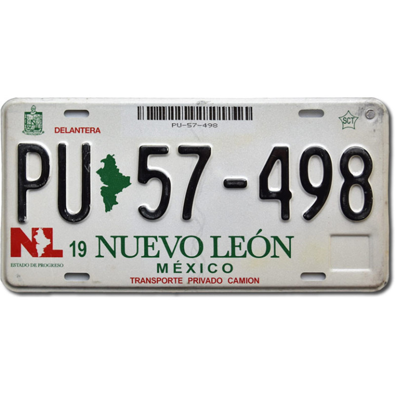 Mexická ŠPZ Nuevo León Truck PU-57-498