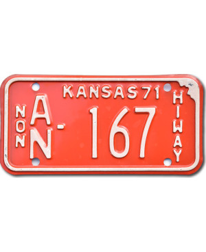 Moto americká ŠPZ Kansas 1971 AN 167