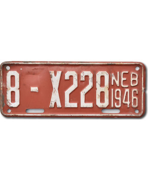 Americká SPZ Nebraska 1946 Red 8-X228 moto