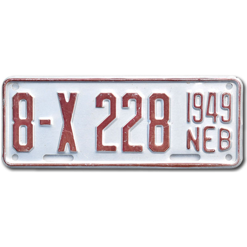 Americká SPZ Nebraska 1949 Silver 8-X228 moto