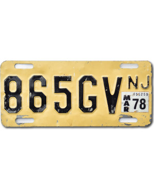 Americká SPZ New Jersey 1978 Yellow 865GV moto