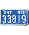 Kanadská SPZ Ontario 1971 Blue 33819 moto