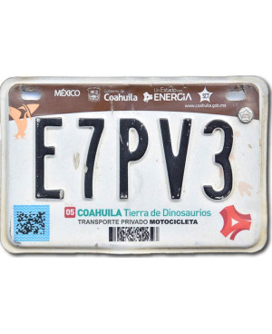 Mexická ŠPZ Coahuila E7PV3 moto