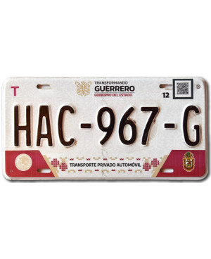 Mexická ŠPZ Guerrero HAC-967-G