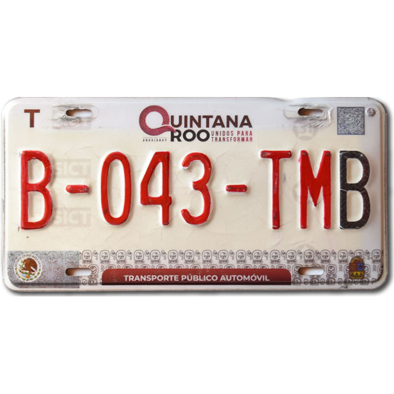 Mexická ŠPZ Quintana Roo B-043-TMB
