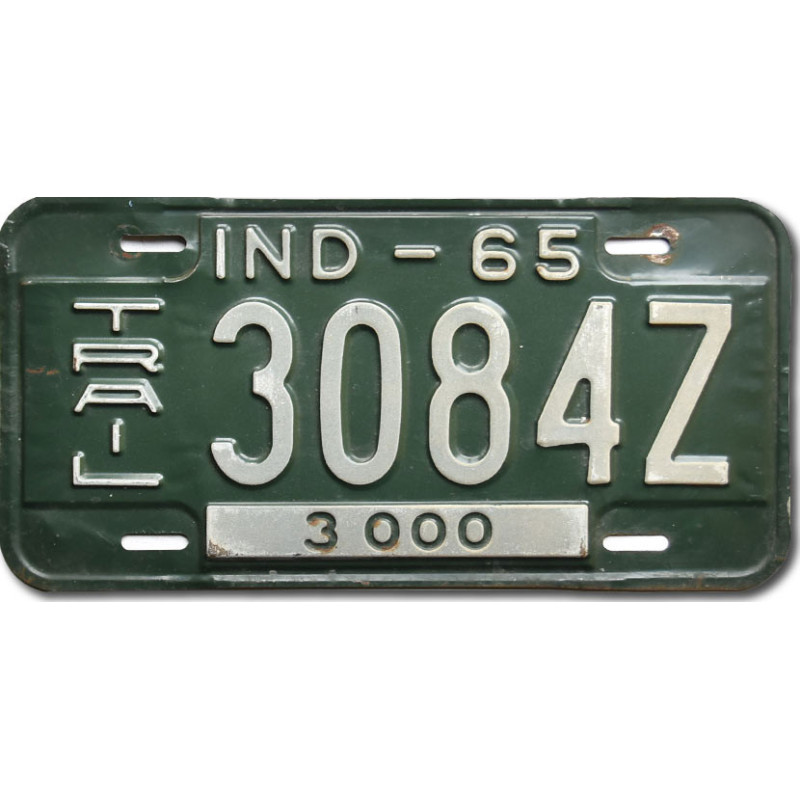 Americká ŠPZ Indiana 1965 Green 3084Z Trailer