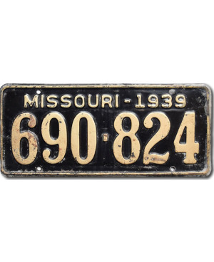 Americká ŠPZ Missouri 1939 Black 690-824