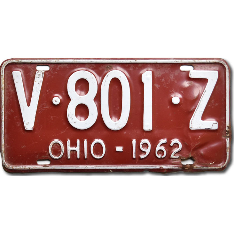 Americká ŠPZ Ohio 1962 Red V-801-Z