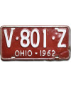 Americká ŠPZ Ohio 1962 Red V-801-Z