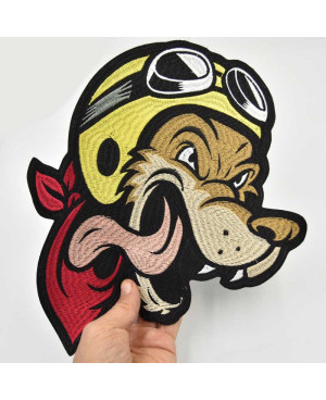 Moto nášivka Lone Wolf Helmet XXL na chrbát 32 cm x 27 cm