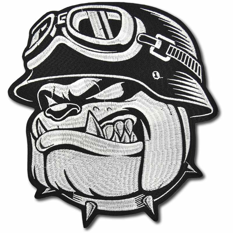 Moto nášivka Bulldog Helmet XXL na chrbát 28 cm x 25 cm