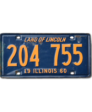 Americká ŠPZ Illinois 1960 Land of Lincoln 204 755