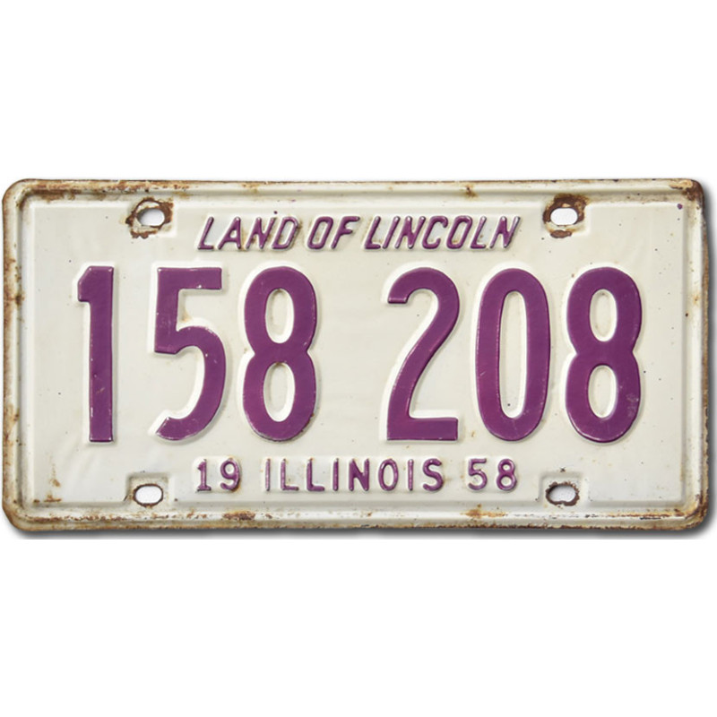 Americká ŠPZ Illinois 1958 Land of Lincoln 158 208