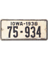 Americká ŠPZ Iowa 1938 White 75-934
