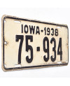 Americká ŠPZ Iowa 1938 White 75-934