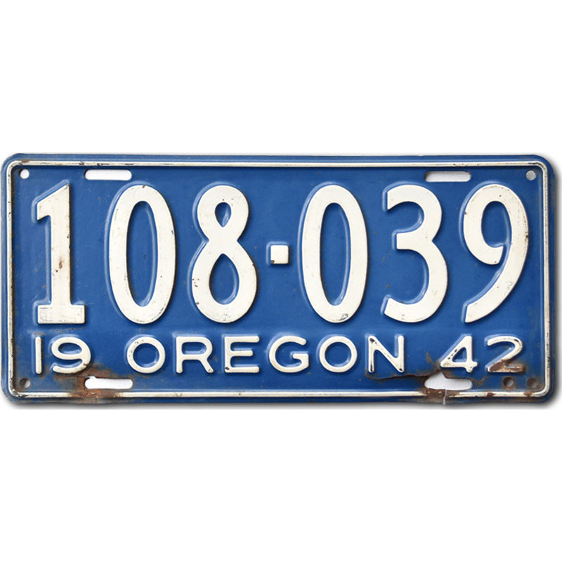 Americká ŠPZ Oregon 1942 Blue 108-039