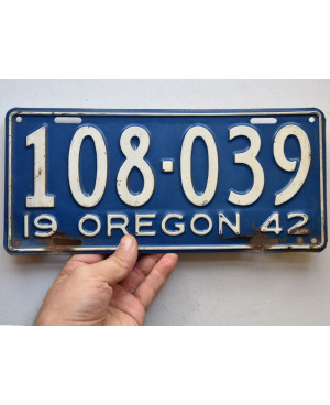 Americká ŠPZ Oregon 1942 Blue 108-039