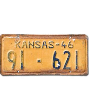 Americká ŠPZ Kansas 1946 Yellow 91-621