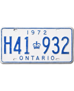 Kanadská ŠPZ Ontario 1972 White H41 932