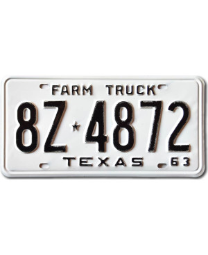 Americká ŠPZ Texas 1963 Farm Truck 8Z-4872