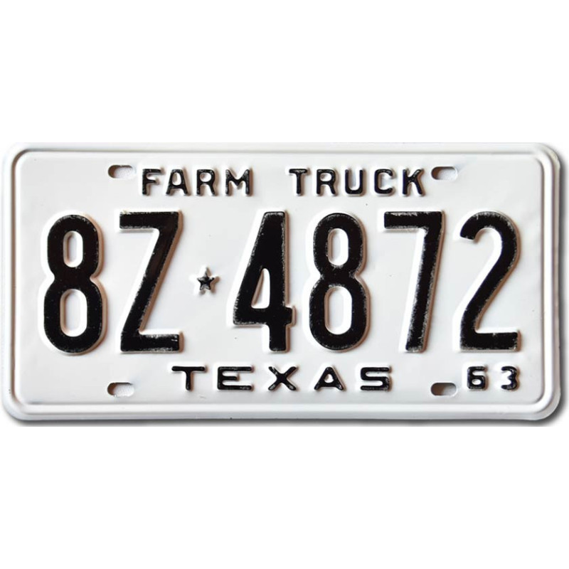Americká ŠPZ Texas 1963 Farm Truck 8Z-4872