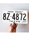 Americká ŠPZ Texas 1963 Farm Truck 8Z-4872