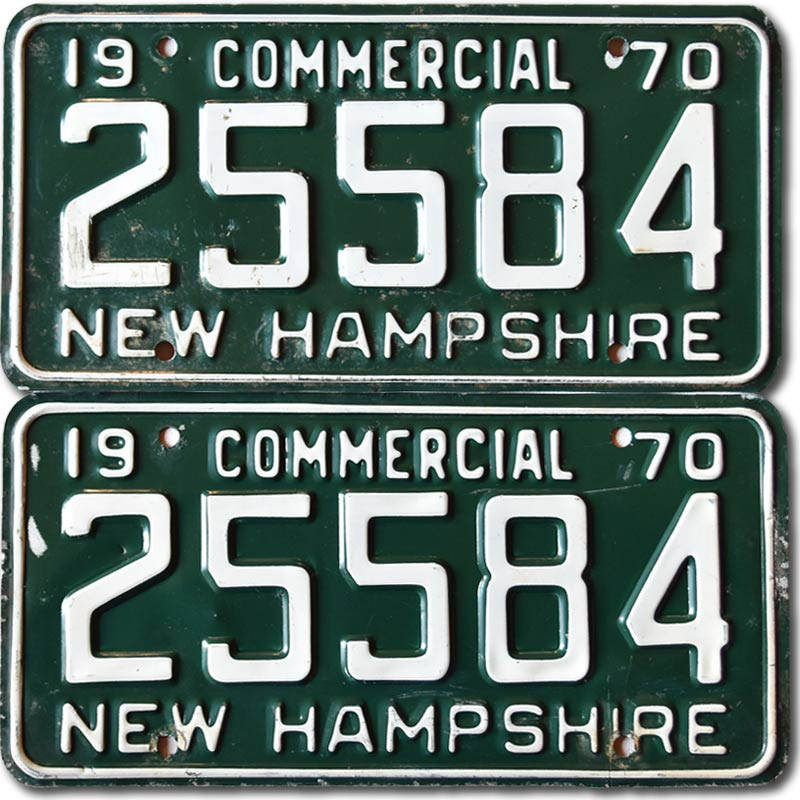 Americká ŠPZ New Hampshire 1970 Commercial 25584 pár