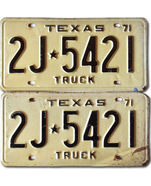 Americká ŠPZ Texas 1971 Truck 2J-5421 pár