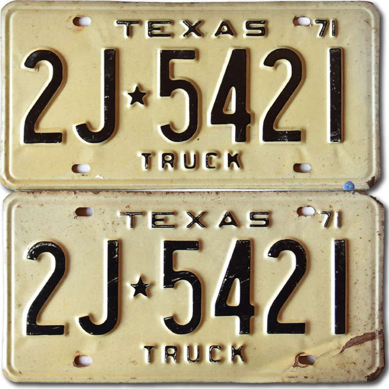 Americká ŠPZ Texas 1971 Truck 2J-5421 pár