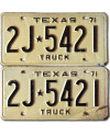 Americká ŠPZ Texas 1971 Truck 2J-5421 pár