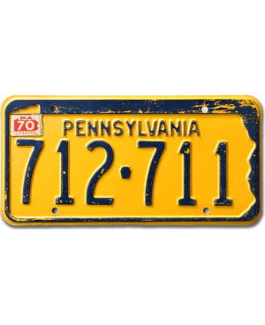 Americká ŠPZ Pennsylvania 1970 Yellow 712-711
