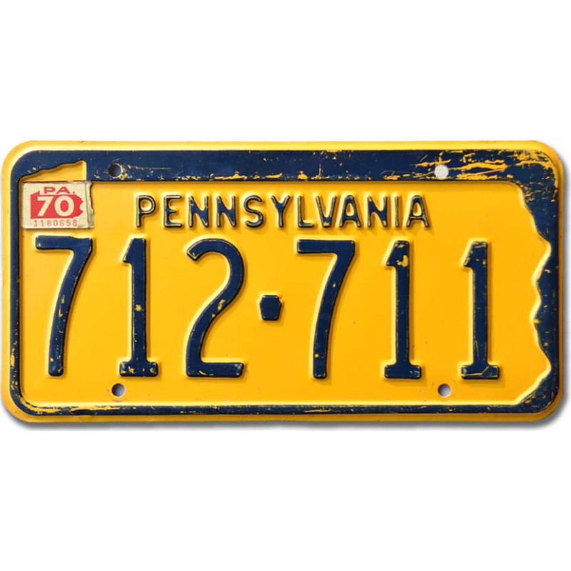 Americká ŠPZ Pennsylvania 1970 Yellow 712-711
