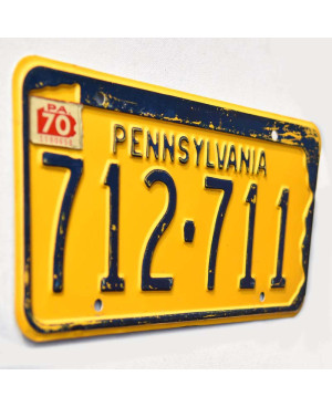 Americká ŠPZ Pennsylvania 1970 Yellow 712-711