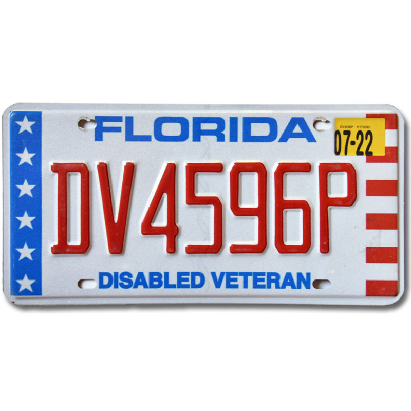 Americká ŠPZ Florida Disabled Veteran DV4596P